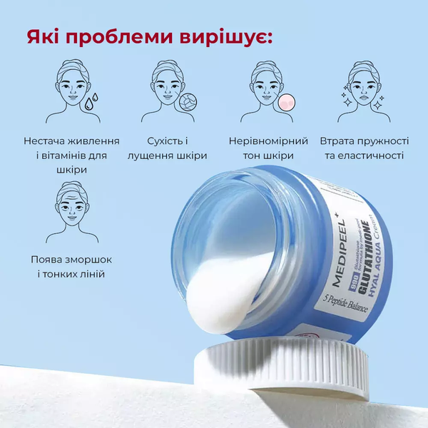 Увлажняющий витаминный крем-гель для сияния кожи Medi Peel Glutathione Hyal Aqua Cream 50 мл 5205 фото