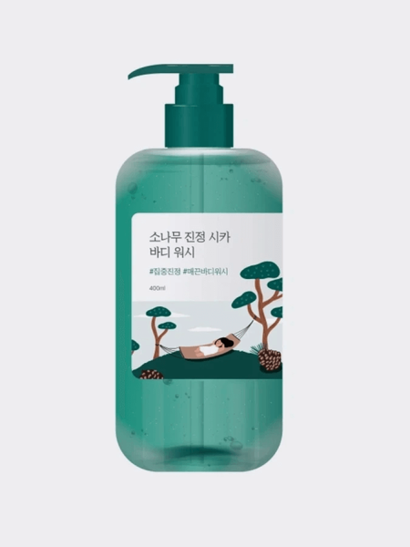 Успокаивающий гель для душа с экстрактом сосны и центеллы Round Lab Pine Calming Cica Body Wash 4254 фото