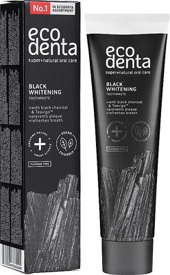 Зубна паста чорна ecodenta Black Whitening з чорним вугіллям ecodenta_1 фото