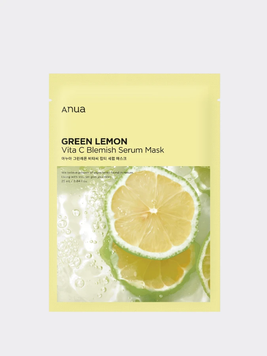 Осветляющая тканевая маска для лица с цитрусовыми экстрактами ANUA Green Lemon Vita C Blemish Serum Mask 4822 фото