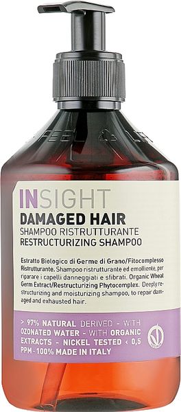 Шампунь відновлюючий для пошкодженого волосся Insight Restructurizing Shampoo 400мл 7705 фото