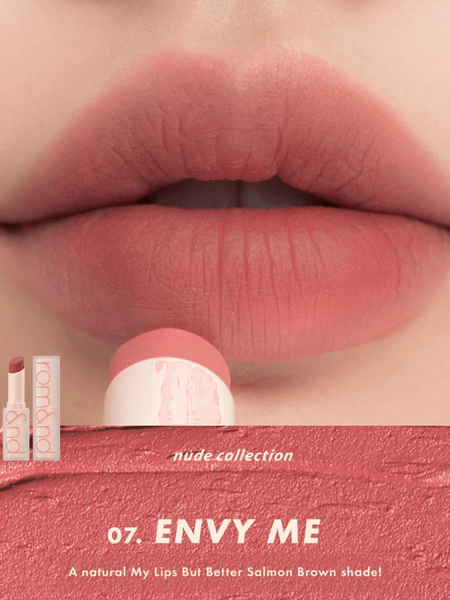 М'яка кремова помада в нейтральному відтінку. rom&nd Zero Matte Lipstick 07 Envy Me 6103 фото