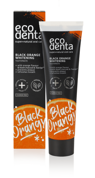 Зубна паста чорна ecodenta Black Orange Whitening зі смаком апельсину ecodenta_2 фото