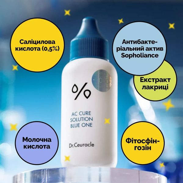 Сироватка проти акне для локального застосування Dr.Ceuracle АC Cure Solution Blue One, 50 мл 2843 фото